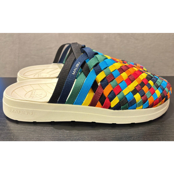 MALIBU SANDALS Colony White EVA Rubber Rainbow Checkered Nylon Men's Size 13 - Picture 4 of 9